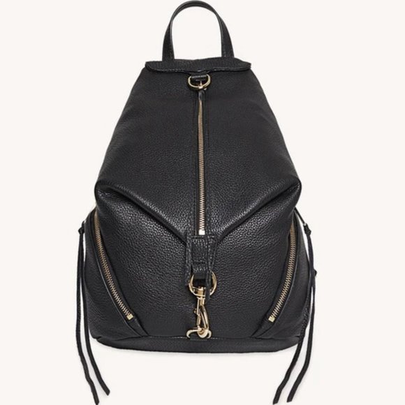 NWT Rebecca Minkoff Julian Large Leather Backpack BLACK Goldtone HW AUTHENTIC